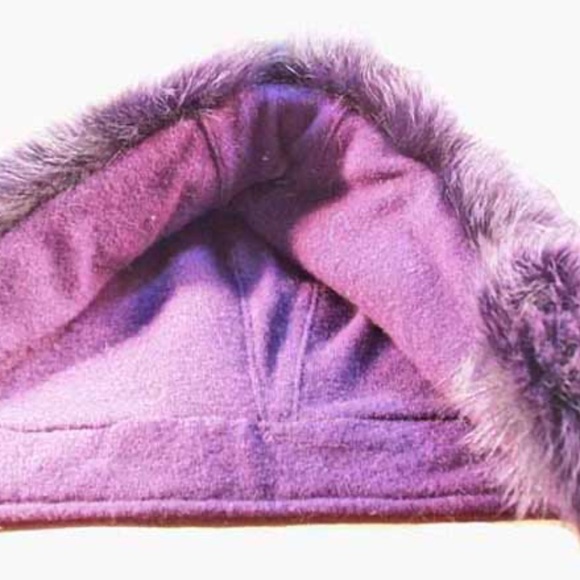 FOX & MERINO CASHMERE WOOL HOOD, PURPLE, ONE SIZE, PUSH IT DOWN TO BE A COLLAR, - Picture 3 of 4